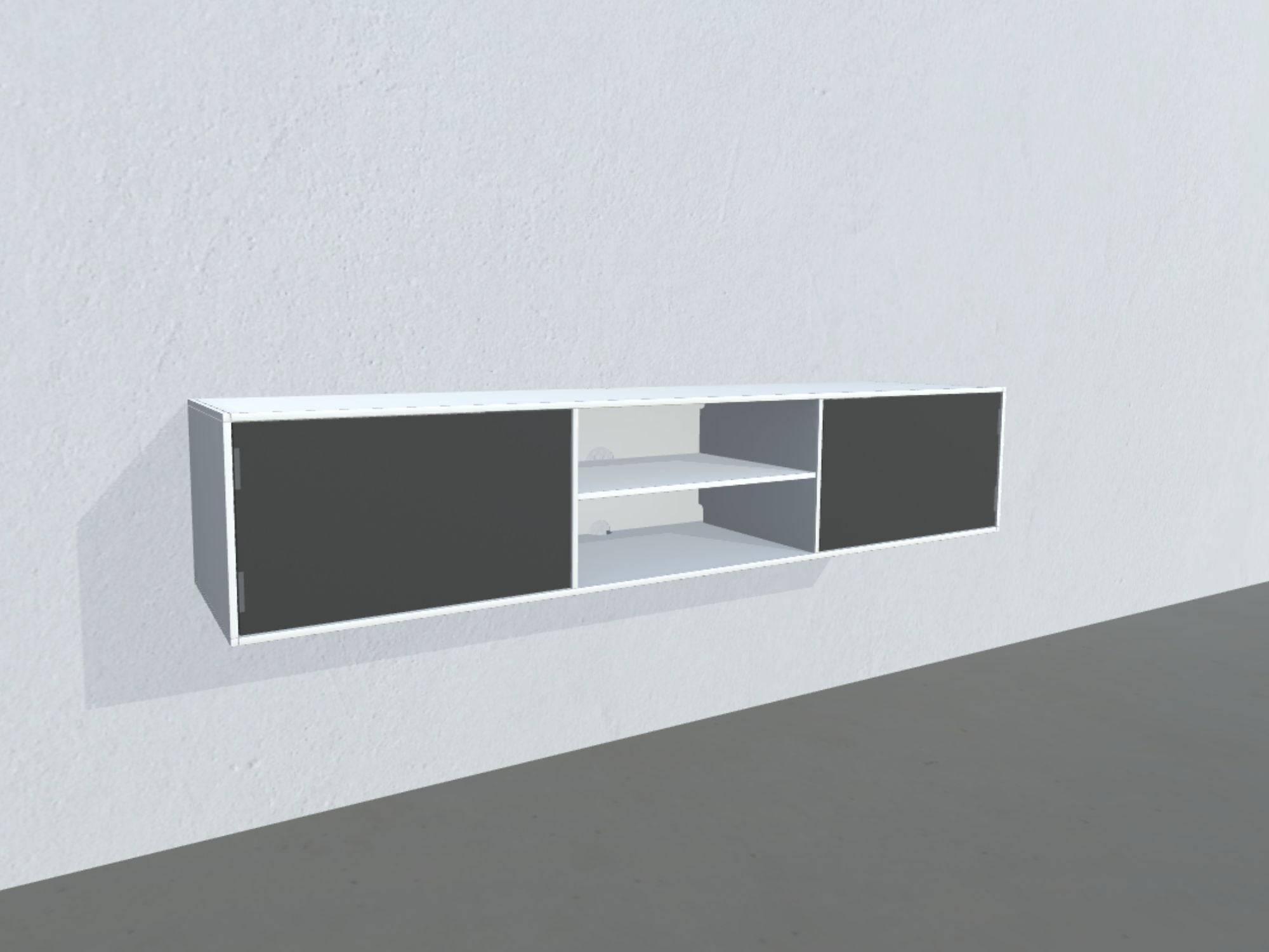 Square Classic TV-bord - opstilling 45 (malet træ korpus, hvidmalet korpus, mørkegrå stoffront, dybde: 42 cm)