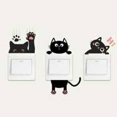 1pc Cartoon Cat Switch Wall Sticker, Cartoon Light Switch Sticker Wall Decal, Removable Switch Cute Cat Decorative Decal, Cute Self Adhesive Switch Decorative Decal, DIY Art Sticker For Office, Living Room, Bedroom, Home Decor, Room Decor, Fun Decorative Decal, Aesthetic Home Decor, Room Decor, Beautify Your Home