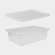 Opbevaringskasse med låg &amp; hjul Nordiska Plast Store It Bedroller, transparent, 585 x 385 x 178 mm, 30 liter