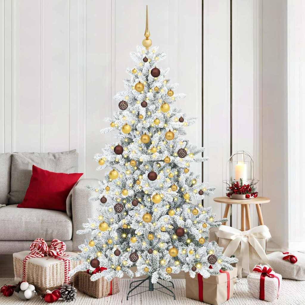 vidaXL Kunstigt Hinged Juletræ med 300 LED'er Hvid 180 cm PVC og Stål