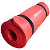 ScSports gymnastik/yogamatta, tjock och halkfri, med axelrem, 190 cm x 60 cm x 1,5 cm, universell användning på gymmet eller hemma, röd
