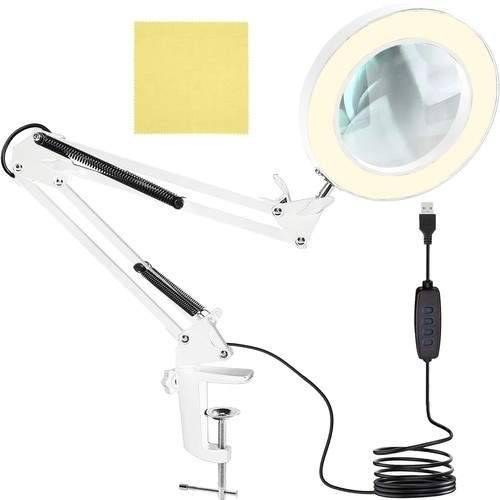 Rund LED-lampa med förstoringsglas USB-drift