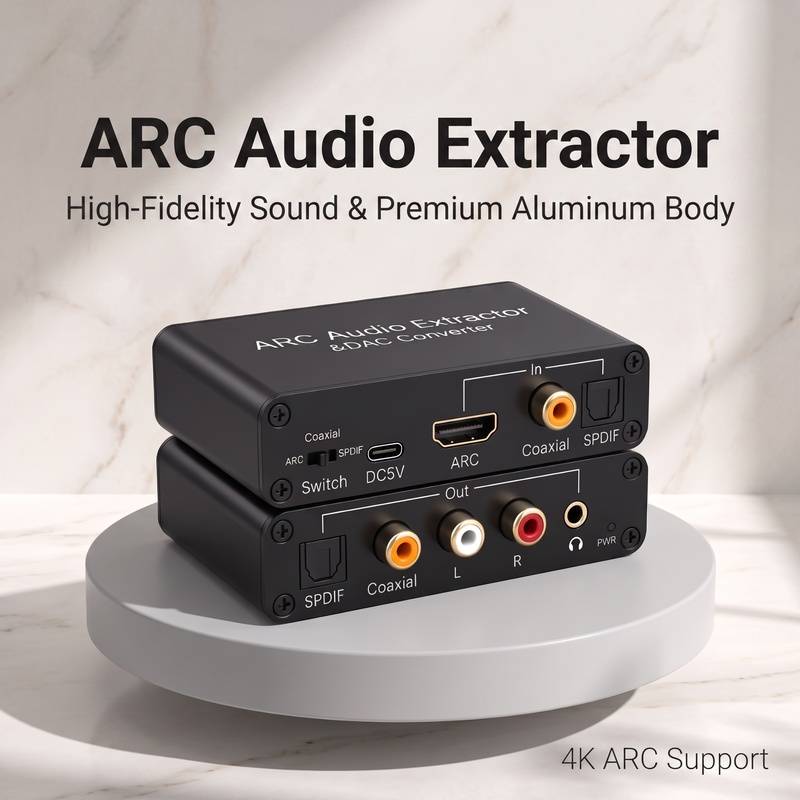 ARC Audio Adapter HDMI-compatible Audio Extractor Digital to Analog Converter DAC SPDIF Coaxial RCA 3.5mm Jack Output