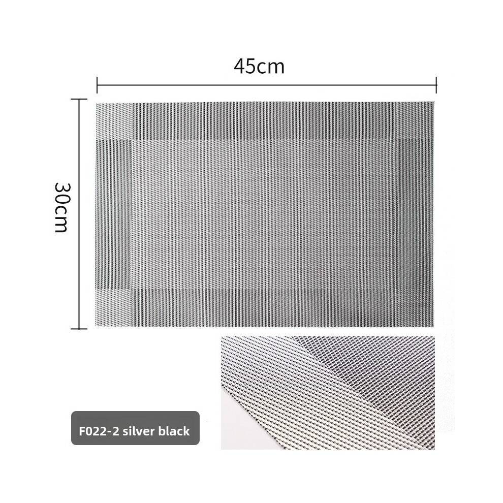 (Silver Black)Crossweave Woven Non Slip Insulation Placemat Washable Table Mats For Dining Home