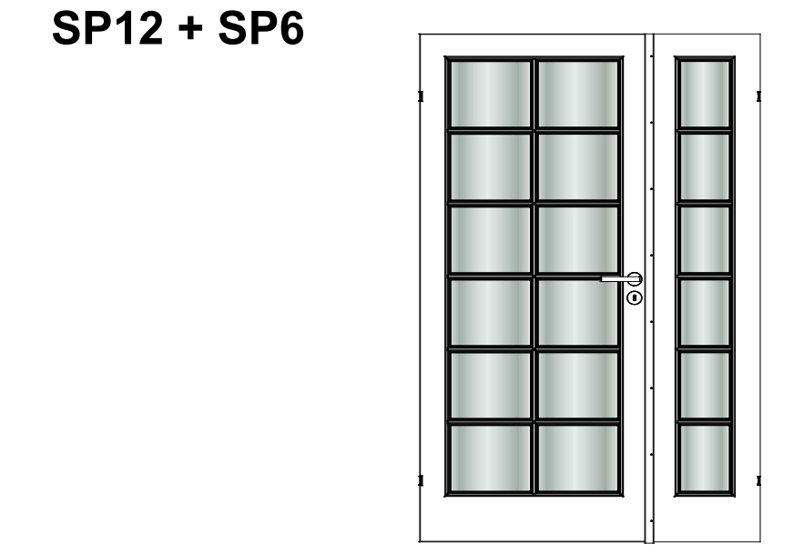 Fransk dør fra Swedoor, Easy SP12, Halvanden, Hvid NCS S0502-Y, Clever-line, M11,1x21