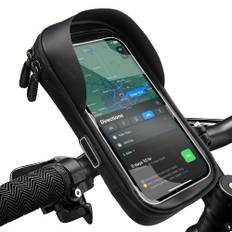 TEMU 1pc Waterproof Tpu Bike Phone Bag, Handlebar Mount Cycling Pouch With 360° Rotatable Smartphone Holder, Touchscreen Compatible Motorcycle E-bike Frame Cell Phone Case With Headphone Jack