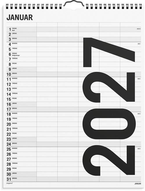 Mayland Familiekalender Black and white 5 kol. 2027 nr. 27066550.