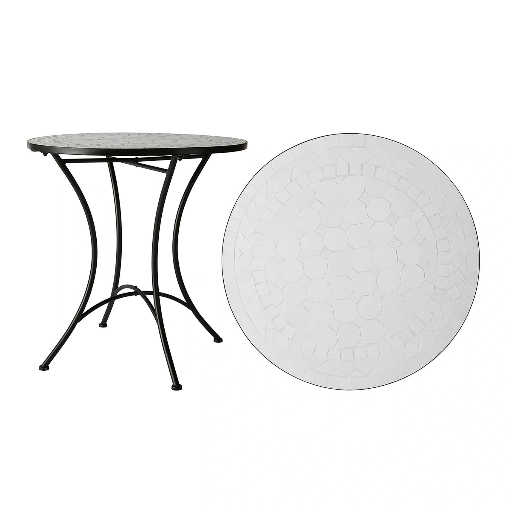 Venice mosaikbord vit/svart Ø70 cm - Svart/Vit