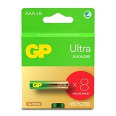 GP Ultra Alkaline AAA-batteri, 1.5 Volt, 8-pack - GP´s G-tech - teknik som ger 80% mer kraft och minskad miljöpåverkan