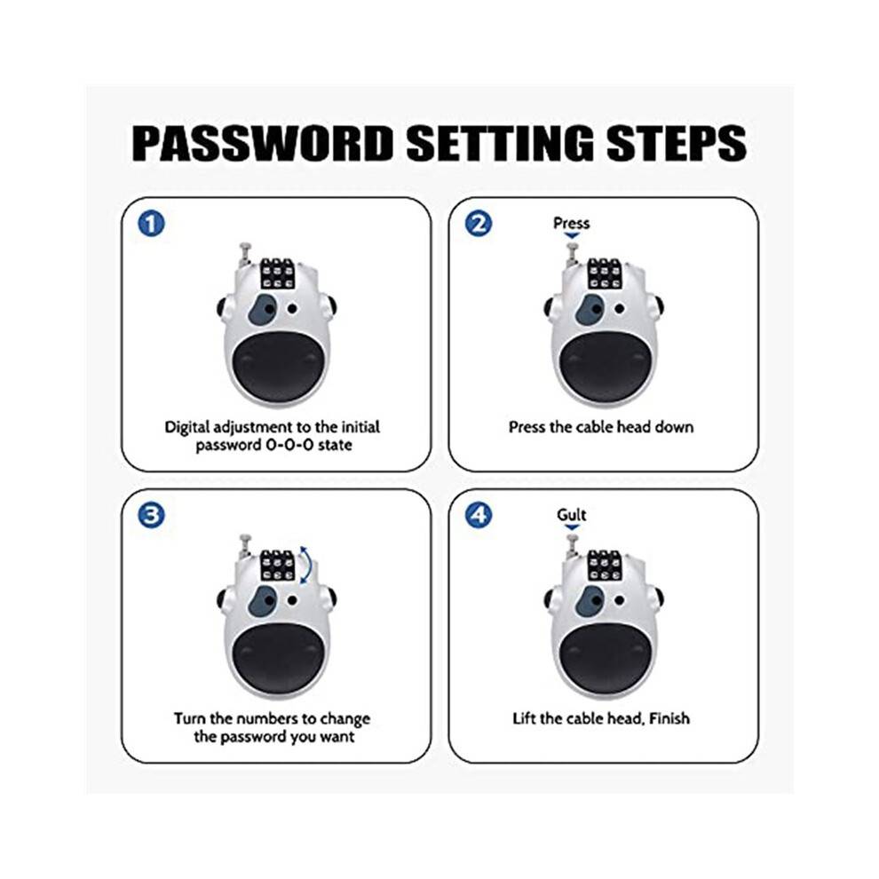 2X Bike Lock Combination Lock Luggage Locks Bicycle Lock Cable Lock Locks for Luggage 30 Inch Wire Rope,Silver