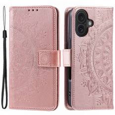 Trolsk Mandala pung med rem (iPhone 16 Plus) - Rose guld