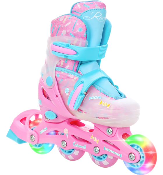 Raven Caramell (front And Rear Led Wheels) Inlines Rosa / Blå - 30-33