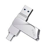 SSK 128GB USB C Flash Drive Dual Drive 2 i 1 OTG USB 3.2 + Type C Memory Stick Thumb Drive, Thunderbolt Flash Drive upp till 150MB/s Transfer Speed Photo Stick för Android PC/Surfplattor/Mac/Laptop