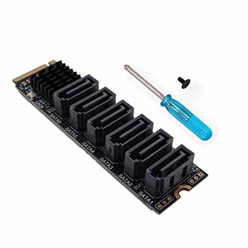 Namvo M2 NGFF NVME M-nyckel PCI Express till SATA 3.0 6 Gbps 6 portar adapter omvandlare hårddiskförlängningskort