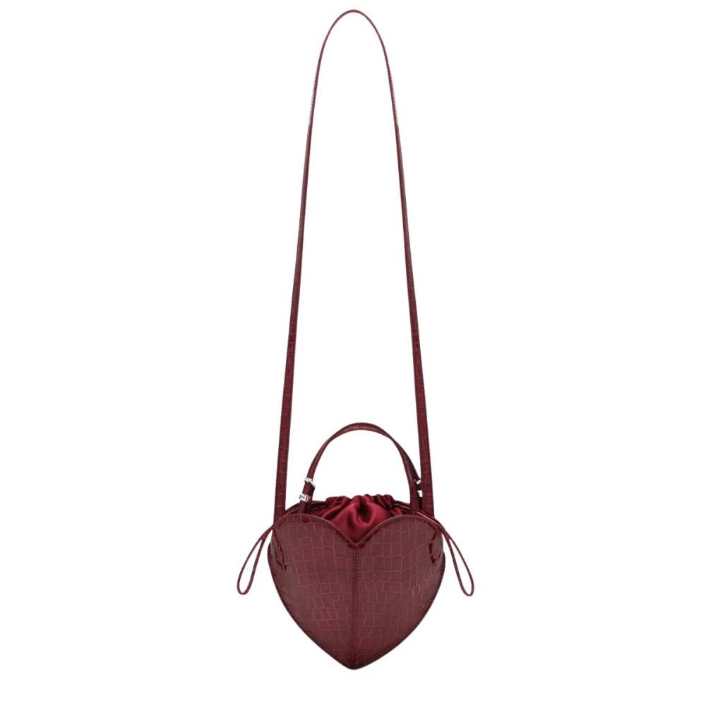 ROTATE Birger Christensen Patent Croco Heart Taske - Tasker - Dame - Rød - ONE SIZE - Læder