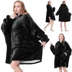Oversized Hoodie med Hætte – Tæppe Black