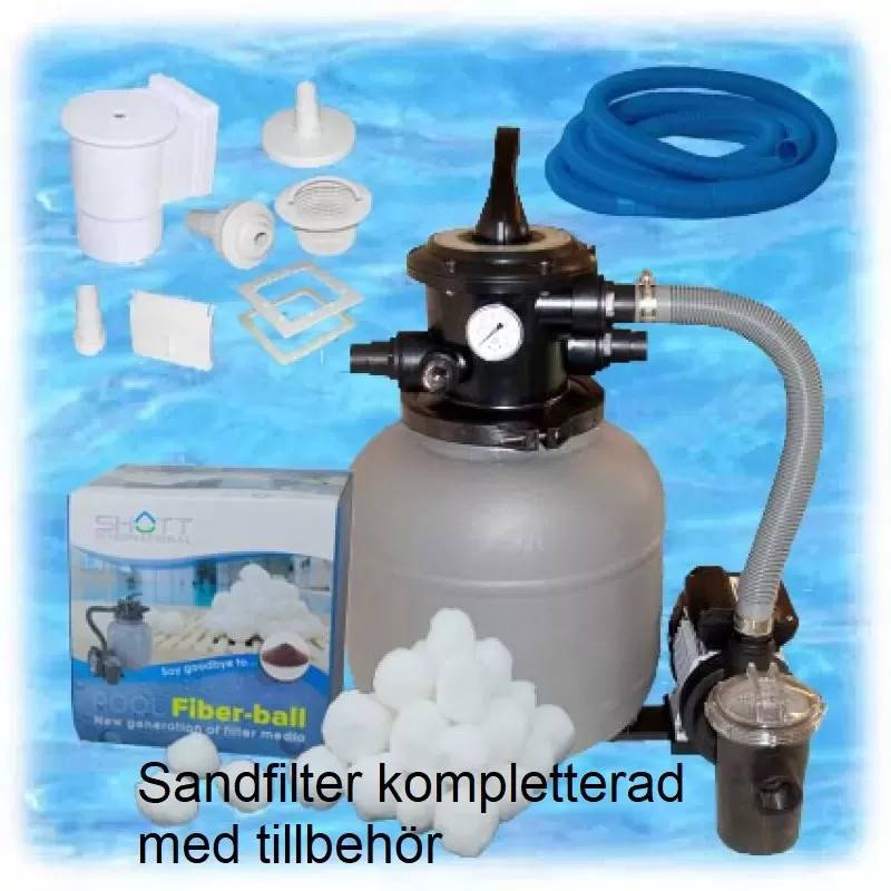 Sandfilterpaket Popular ver2 med pump 0,40 hk för pool 5–30 m³
