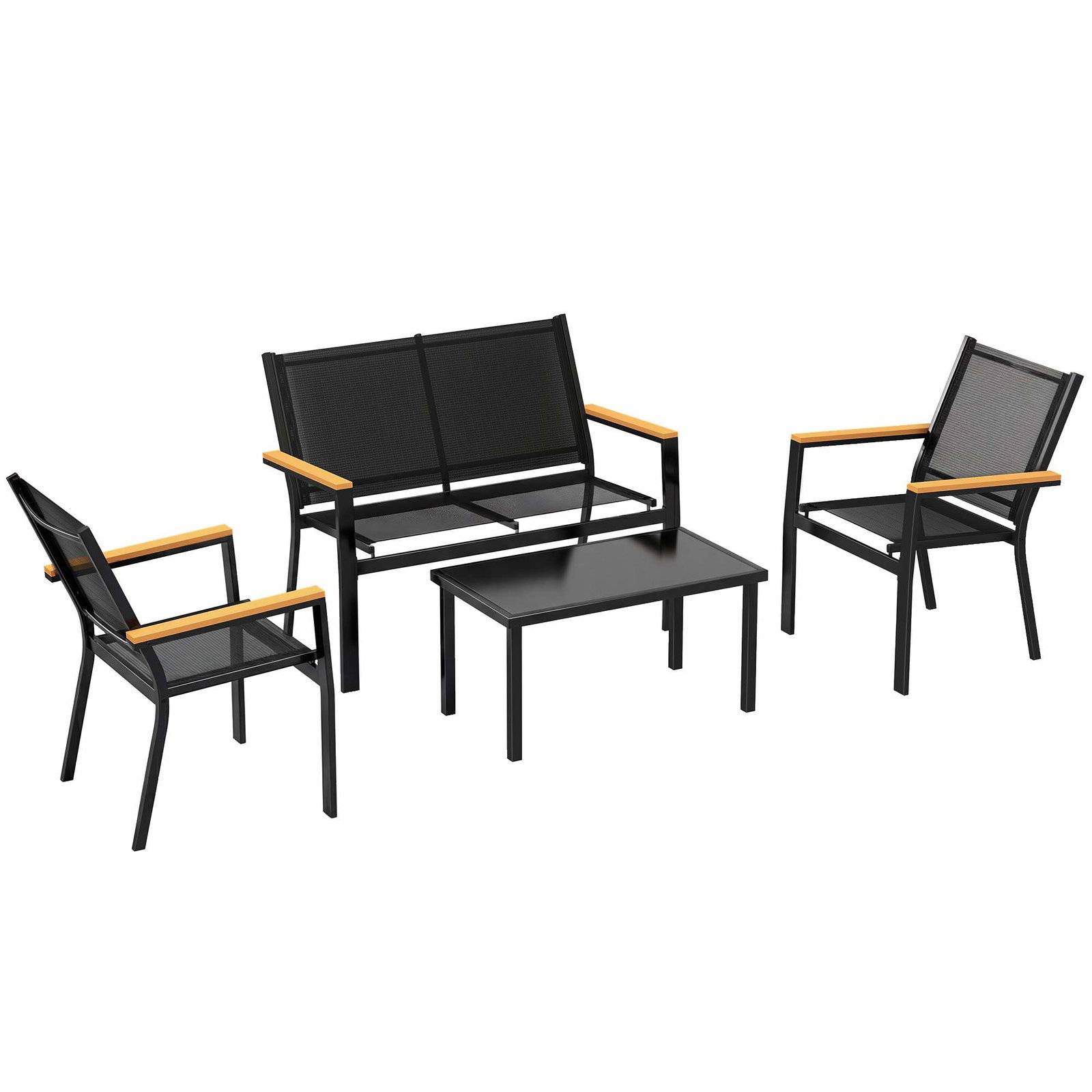 Udendørs metalmøbelsæt til 4 personer – sofa, stole, bord