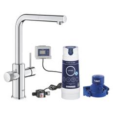 Grohe Blue Pure Minta Küchenarmatur Starter Set mit ausziehbarem L-Auslauf und S-Size Filter, chrom