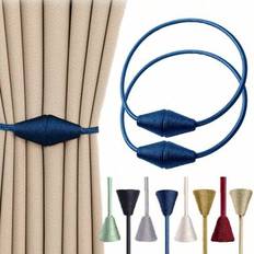 Magnetiska konformade gardinband (set om 1/2/4/6), elegant vävd design i europeisk stil, enkla gardinhållare, perfekt för hem- och kontorsinredning, k - Blå