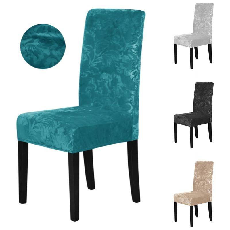 Jacquard Matstolskydd Stretch Enfärgad Stolsitsöverdrag Dammavvisande Sitsöverdrag för Bankett Restaurang Hotell beige