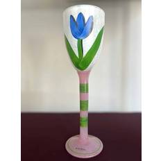 Kosta Boda - Tulipa - Vit Pokalglas Blå Tulpan Design Ulrica Hydman vallien