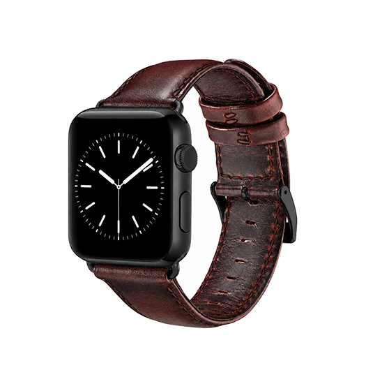 Apple Watch (38/40/SE/41/42mm) - ICECASE™ Retro Ægte Læder Urrem - Mørkebrun