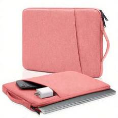 Rosa polyester laptopväska med framficka - Notebook-fodral och datorficka; Stötsäker, vattentålig laptopväska/överdrag/ärm/påse/påse för studenter, sk (14,1 ~ 15,4 tum,15,6 tum,13 tum)