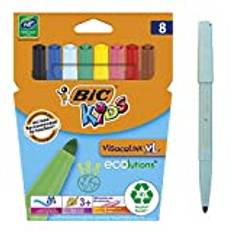 BIC Kids Visacolor XL ECOlutions Tuschpennor med Stor Spets – Blandade färger, 8-pack i Pappask