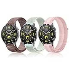 YealRed [ 3-pack armband för Huawei Watch GT 4 46 mm/GT 3 46 mm/GT 2 46 mm/GT 2 Pro, 22 mm nylonband, elastiskt sportarmband kompatibelt med Huawei Watch 4 46 mm/4 Pro 48mm (YZ+LYS+FBF)