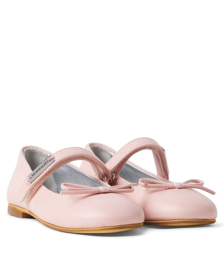 Monnalisa Bailarinas Mary Jane de piel con lazo - rosa - EU 28