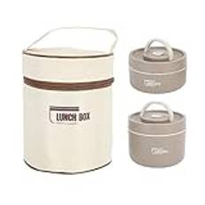 Insulated Lunch Container Thermal lunch box 304 Stainless Steel Sealed Round Thermal Box with Thermal Bag by Jerliflyer (2 Box)