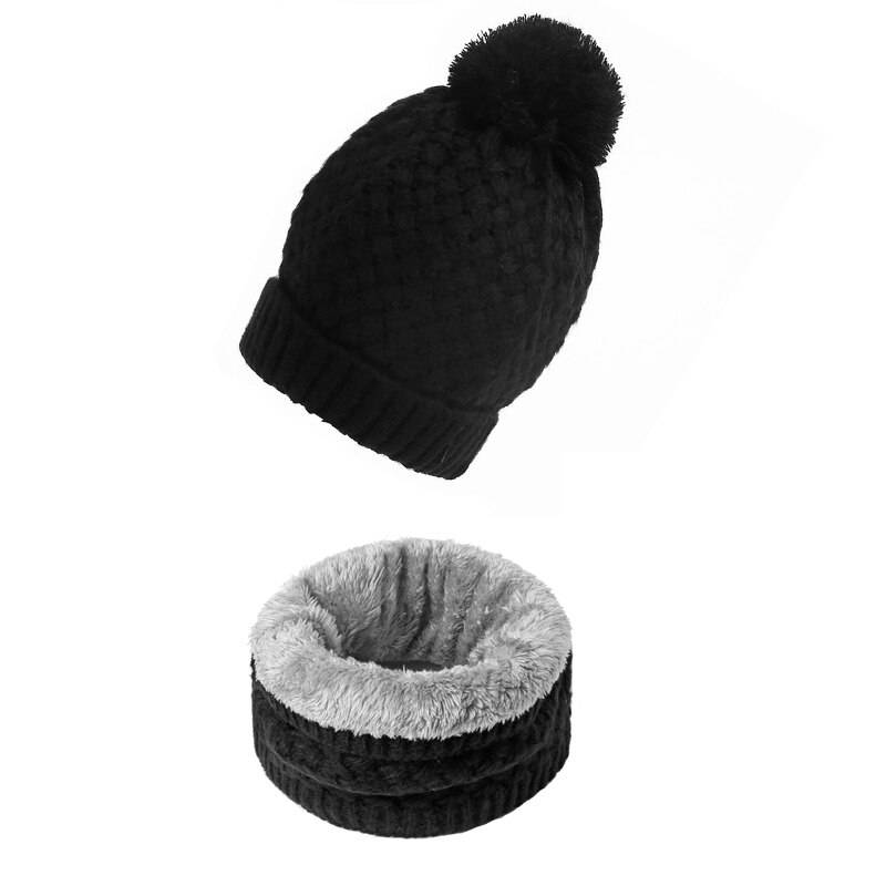 Vinterscarf unisex solid stickad uppsättning halsring halsdukar hatt snood mössa pälsmössa herr kashmir varm ullkrage halsdukar barn - Wj75- uppsättning 9