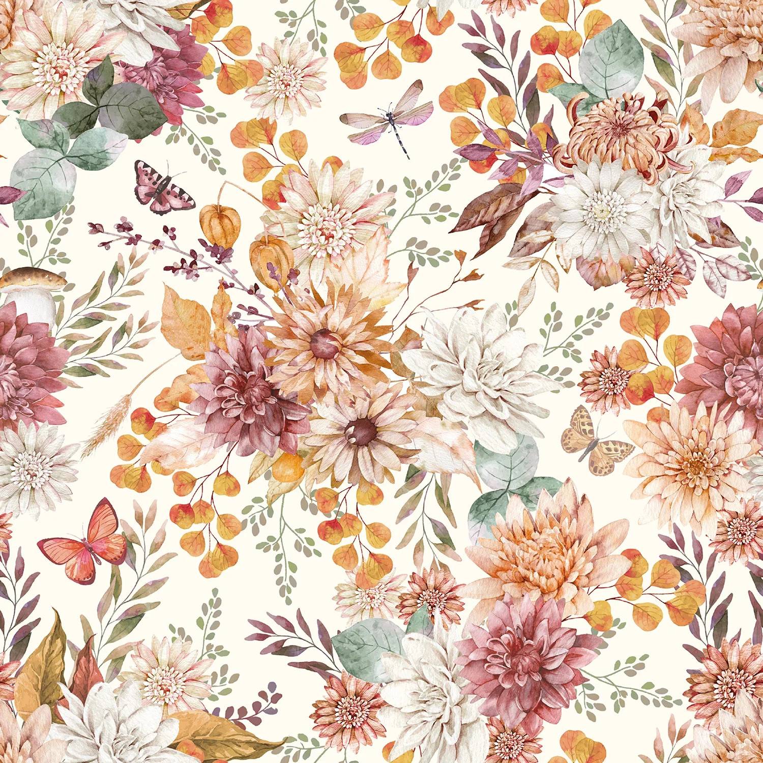 Flowers - Digitaltryckt Muslin tyg