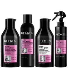 Redken Acidic Color Gloss Sulphate-Free Shampoo 300ml, Glass Gloss Treatment 237ml, Conditioner 300ml & Leave-in Treatment 190ml