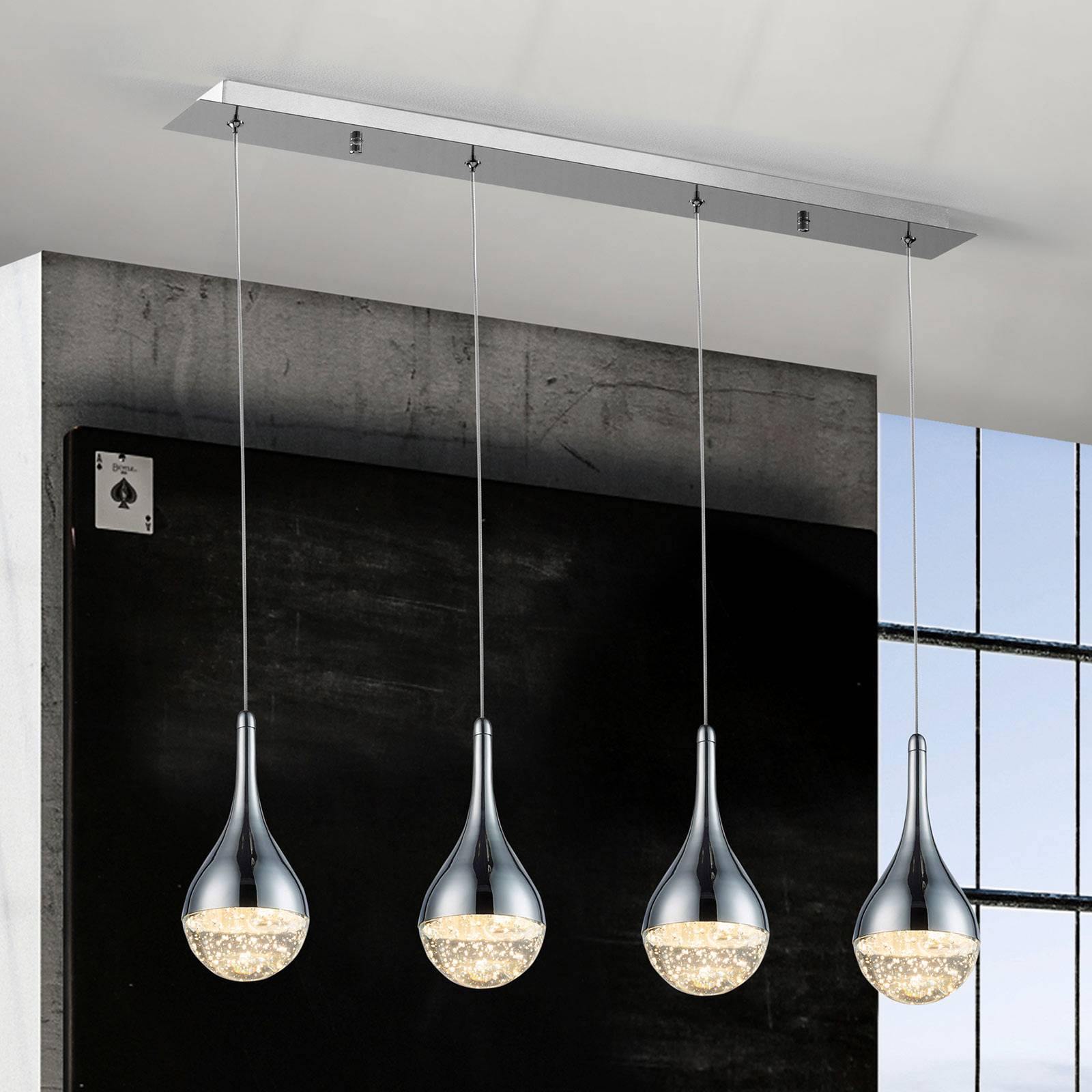 Schuller Valencia Pendellampa Elie, Förkromad / silver, Vardagsrum / matsal, Metall, Modern