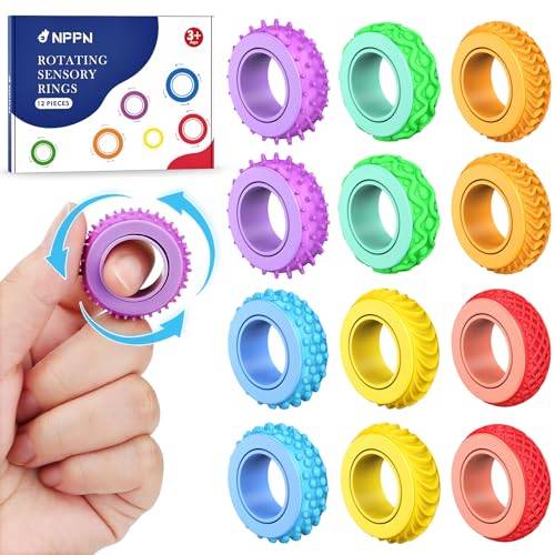 Fidget ring för barn och vuxna, 12 stycken sensoriska leksaker