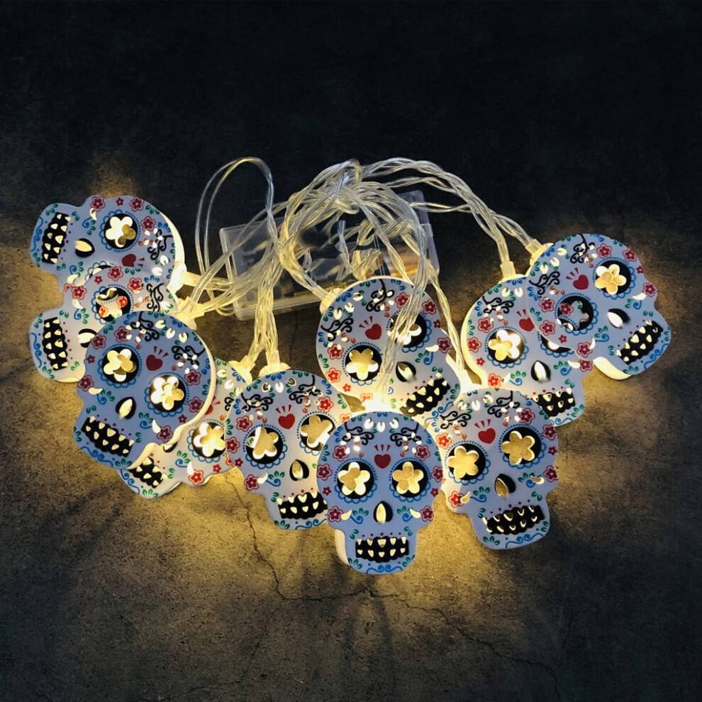YiFudd Hängande Halloween Dödskalle Ljusslinga Dekoration Ljus10 LED-Ljus