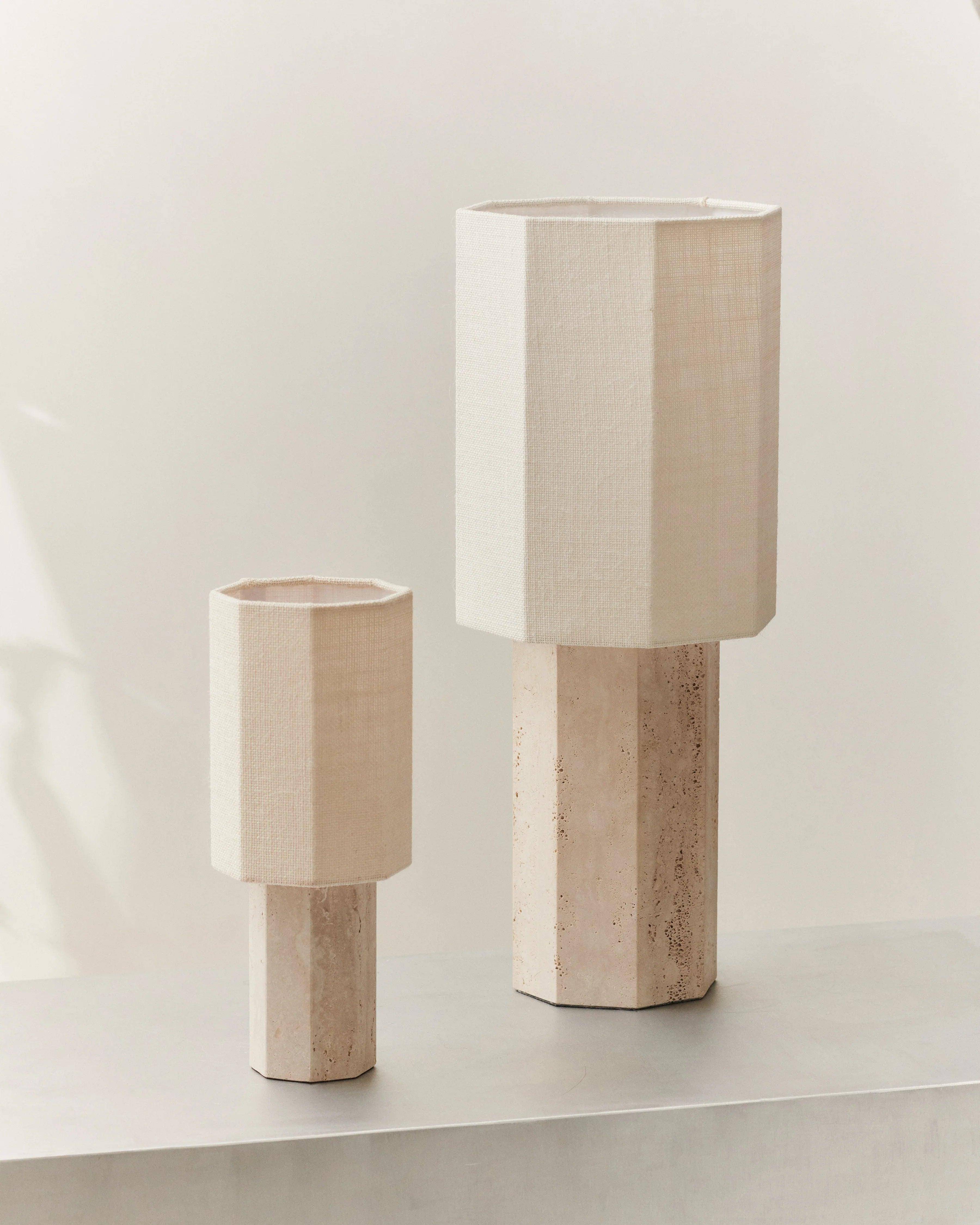 EIGHT OVER EIGHT LAMP WHITE MARBLE - LIGHT GREY / Large