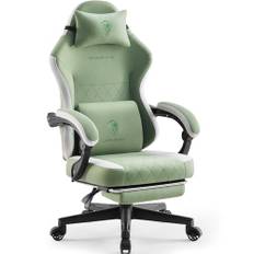 Dowinx Gaming stoltyg med vårkudde, massage ländryggsstöd kontorsstol med fotstöd för vuxna, ergonomisk gamingfåtölj stor och hög för Office Gaming 135 kg, grön