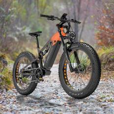 Lankeleisi RV800 Plus 750W Bafang Motor 26" Fat Bike Full Suspension E-Mountain Bike 20Ah Samsung Battery E-MTB - Orange