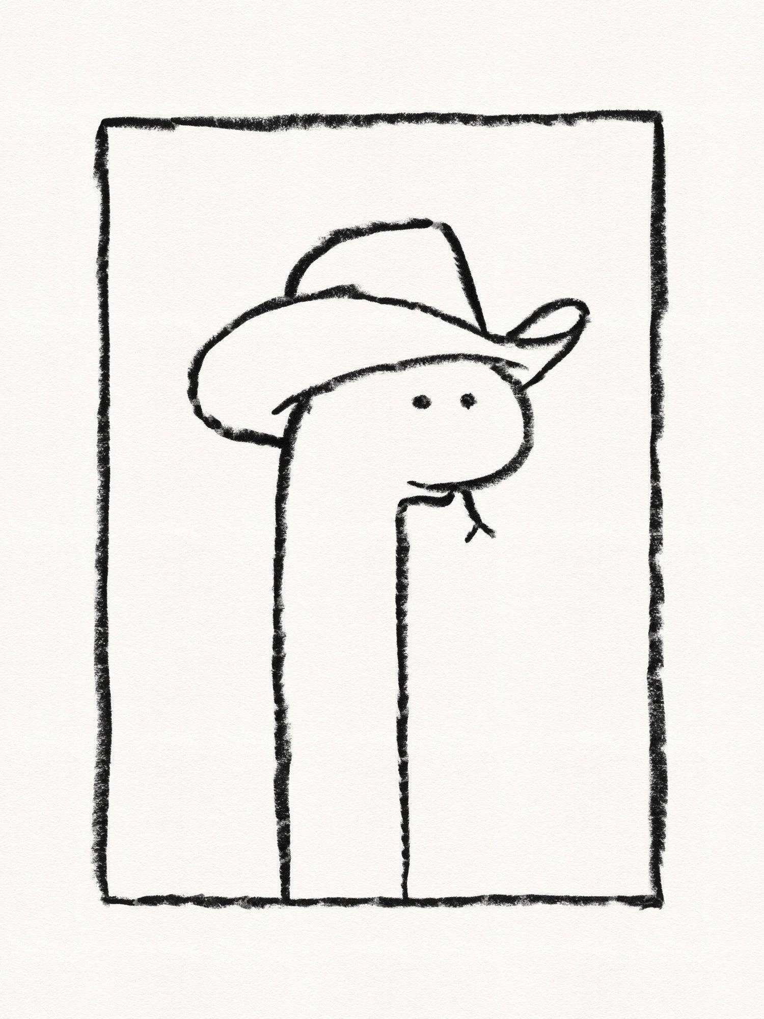 Squiggles the Snake In a Stetson Poster och Canvastavla - Canvas / 70x100 cm