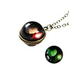 Girls accessories Earth Moon Planet Glaskula Noctilucent Hänge Halsband Dubbelsidigt självlysande Nebula Cosmic Choker Smycken för kvinnor-T64 Birthday Gift