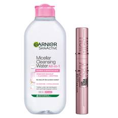 Maybelline Lash Sensational Sky High Mascara Black + Garnier Micellar Cleansing Water Normal & Sensitive Skin