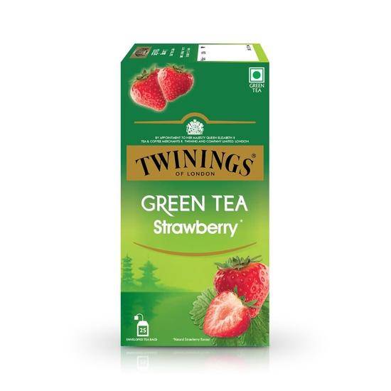 Twinings Grönt Te & Jordgubb, 25 tepåsar| Förpackning om 1| Perfekt Balanserad & Uppfriskande Smak| Lätt, Fruktig Smak| Njut som Varmt eller Islatte