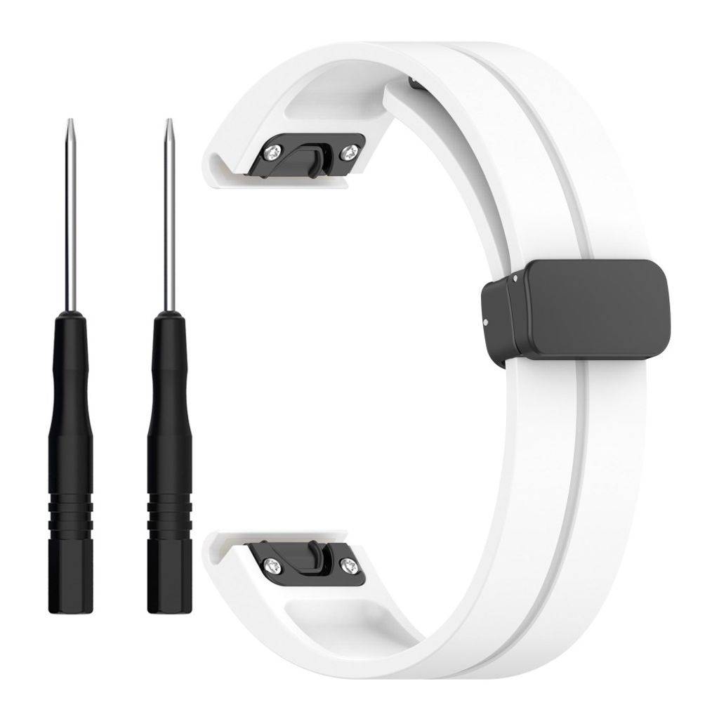 Garmin Fenix 7S/6S/6S Pro etc. urrem i silikone med magnetlukning - Hvid