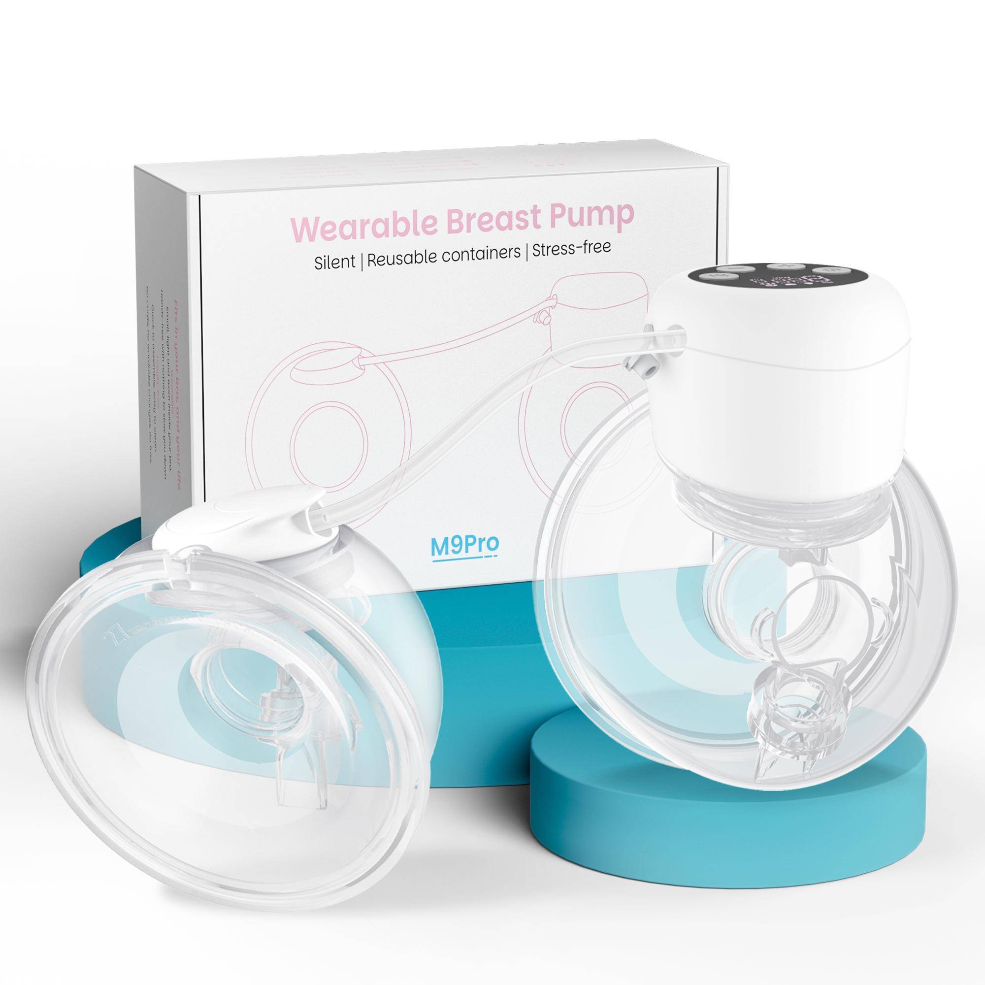 Handsfree Dubbel Sug Bröstpump - Elektrisk Bärbar 4 Lägen 9 Nivåer, Tyst BPA-fri Portabel 24mm för Nyfödd Matning & Daglig Användning vit