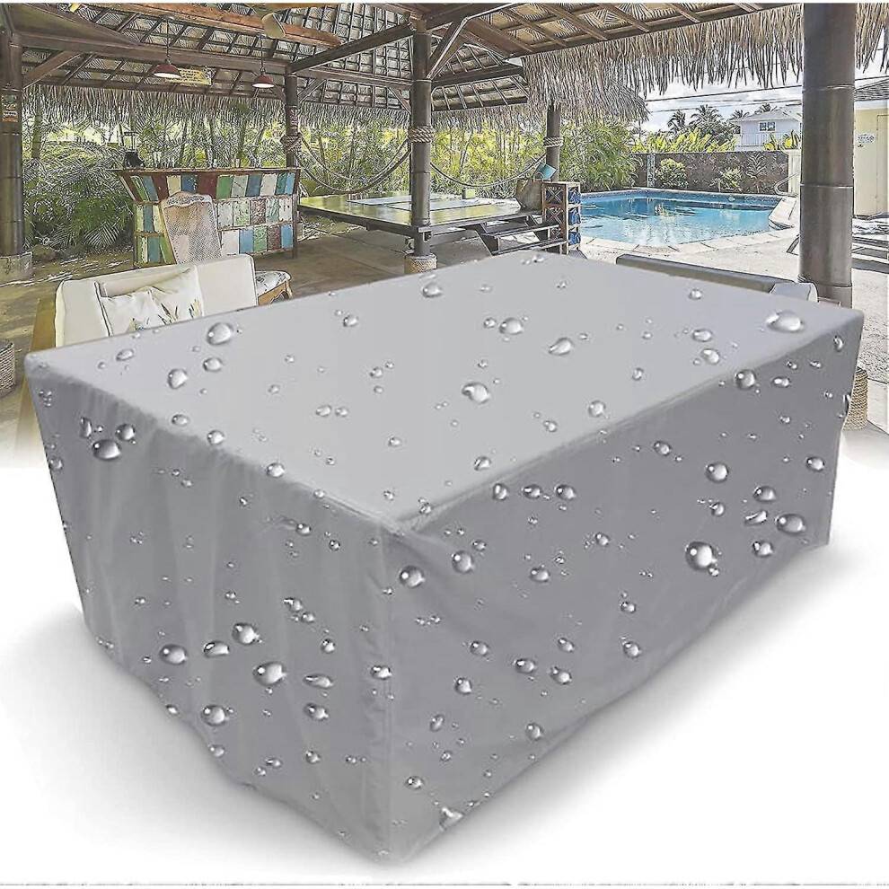 Garden Furniture Cover, 210D Rectangular Waterproof Furniture Cover with Drawstring for Garden Furniture Patio Table Furniture Cover Silver,90*90*90cm