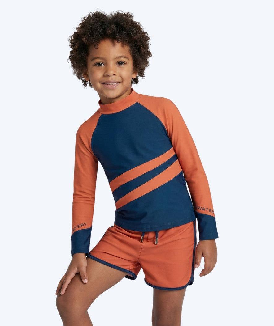 Watery UV tröja för barn - Manami Långärmad Rashguard - Orange/blå - UV kläder barn