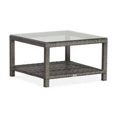 Comfort Garden Bahamas Loungebord och Soffbord Utomhus 75 cm Konstrotting Glas - Grå & soffbord utomhus Plast